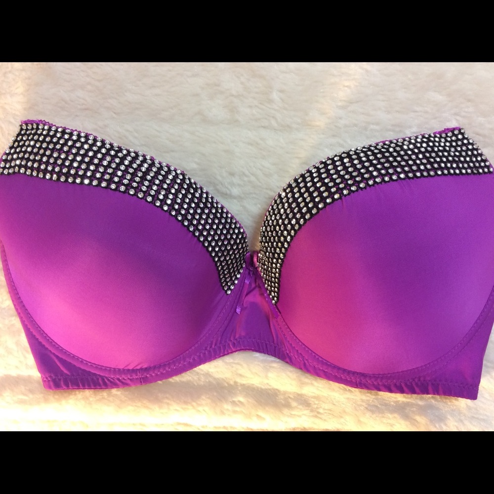 New Sexy Fuchsia Bling Push Up Bra Many Plus Sizes